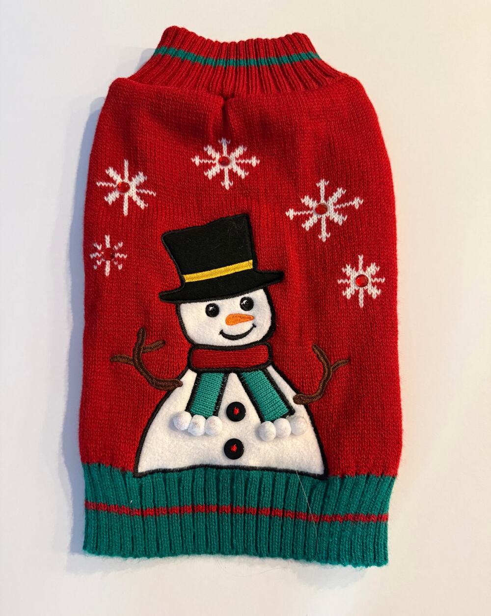 Red Snowman Ugly Christmas Dog Sweater - Fits 8-10 lb Dog